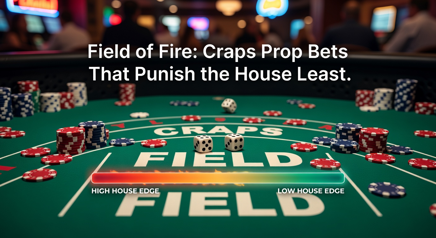 Close-up of a craps table highlighting the field bet section amid lively casino action