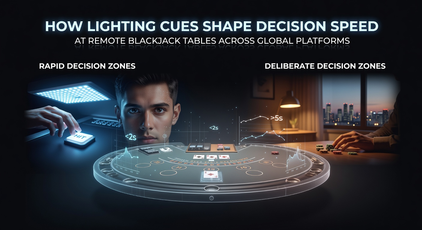 Remote blackjack interface showing varied lighting conditions across digital tables