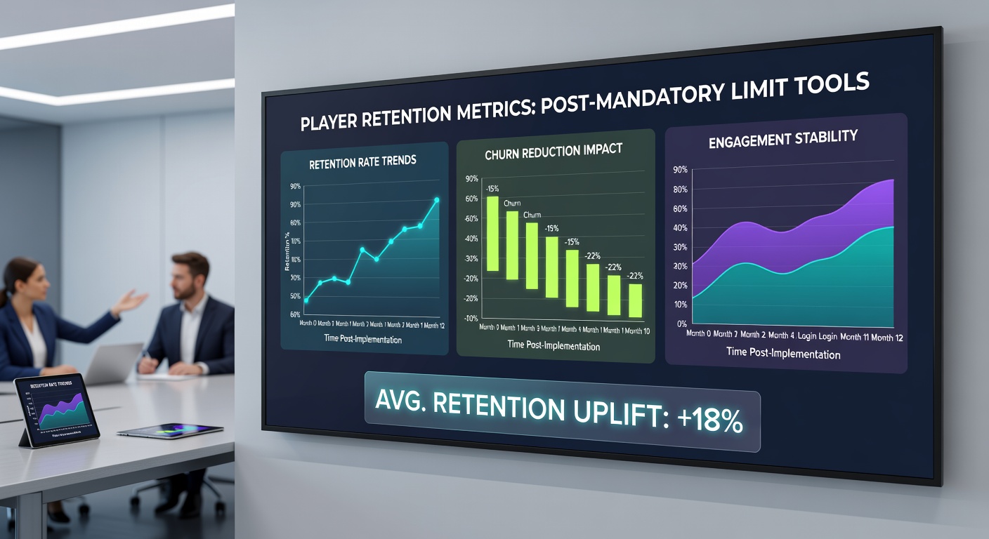Player engagement charts comparing retention before and after mandatory limit tools