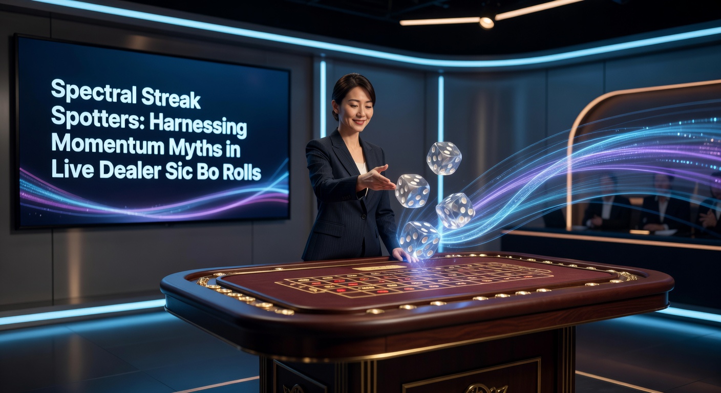 Live dealer Sic Bo table with dice in motion, highlighting streak patterns on digital display