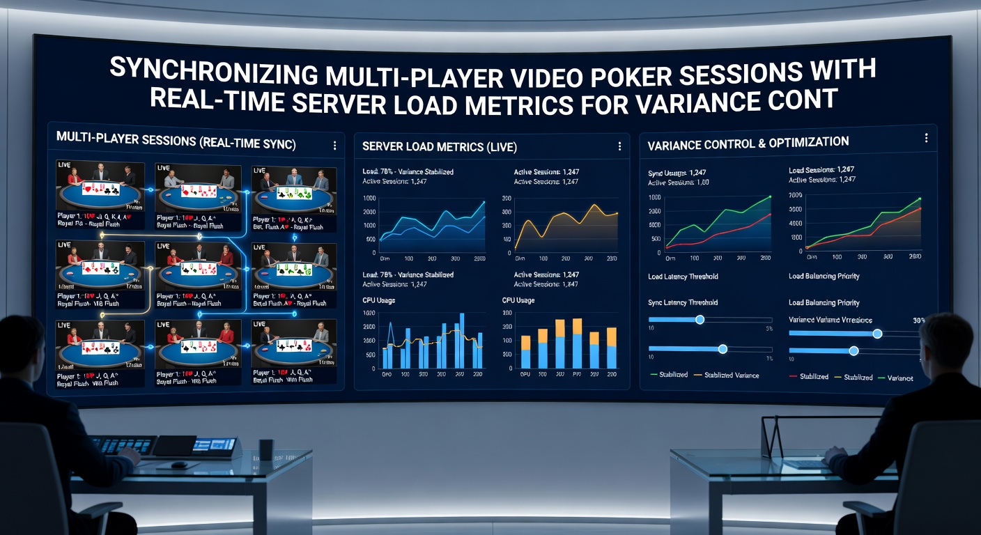 Dashboard view of real-time server load metrics overlaid with video poker session variance indicators